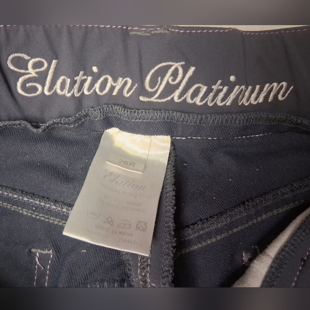 Elation Platinum Womens Breeches Riding Pants with Pink Stitching - Picture 9 of 12